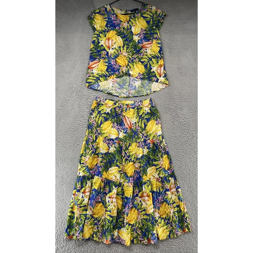 Rachel Roy 2 Piece Set Womens Large Tropical Hawaiian Cruise Resort Vacation - Picture 15 of 16